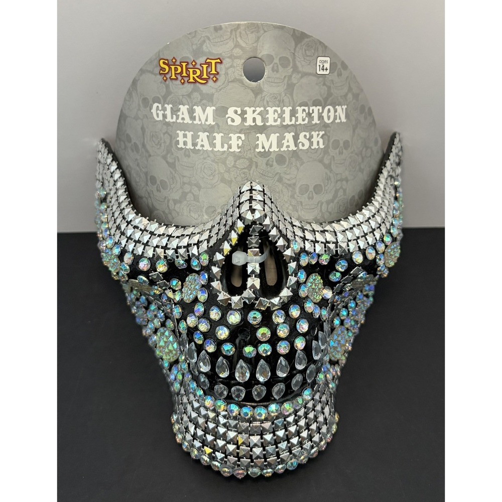 Spirit Halloween Glam Skeleton Half Mask Rhinestone Bling Costume Masquerade